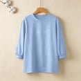 thumbnail image 5 of QETYUW 3/4 Sleeve Shirts for Women Solid Color Crew Neck Shirt Loose Fit Comfy Tops Summer Casual T-Shirts Sky Blue XXL, 5 of 8