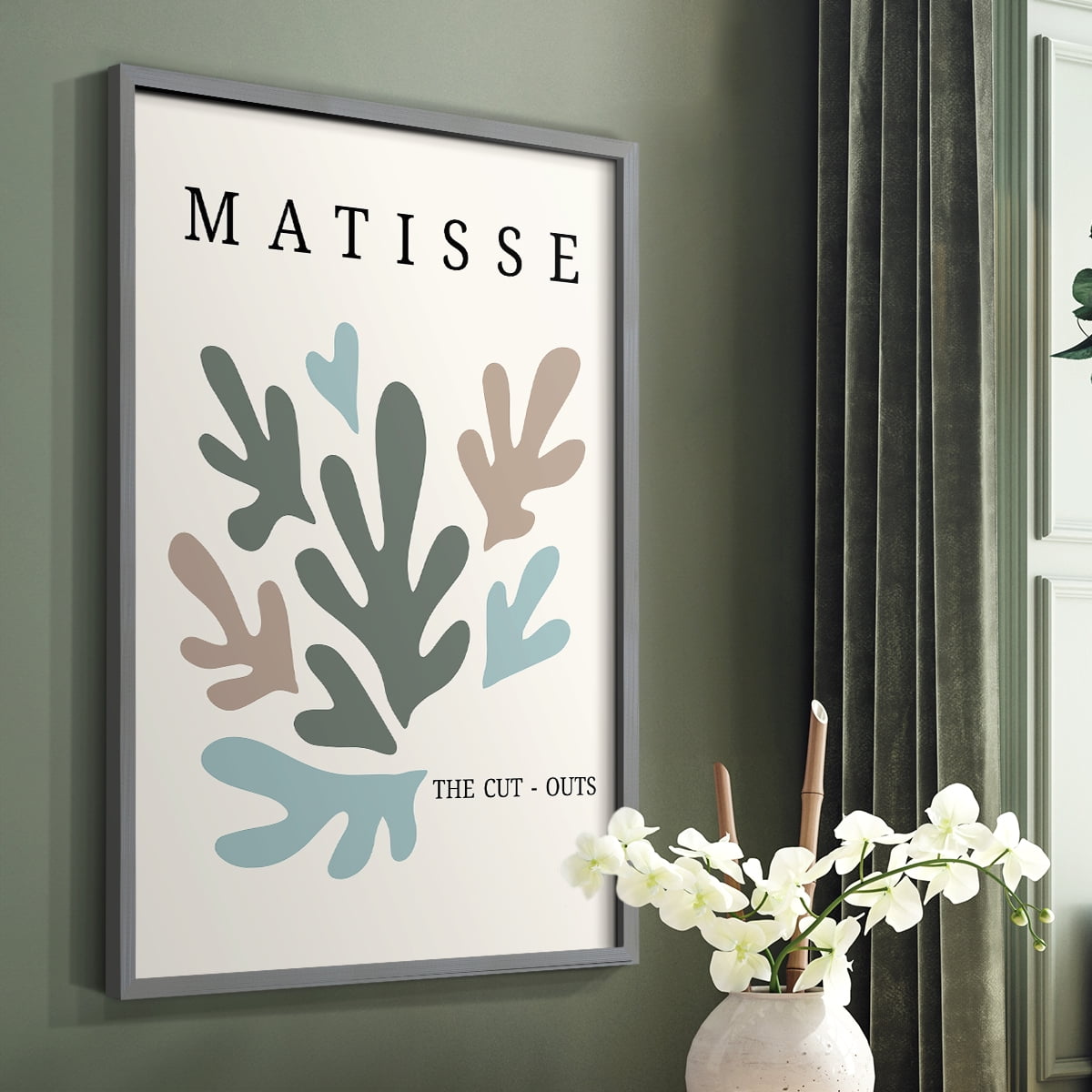 Matisse CDII in Gray Solid Wood Framed Print No Nail Hanging