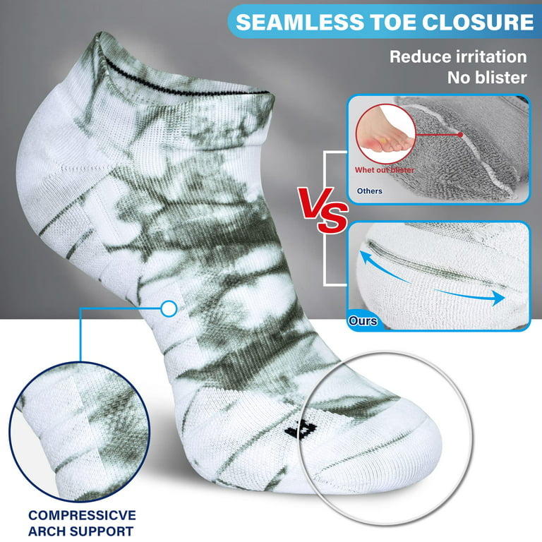 Hylaea Low Cut Socks for Running Sports Athletic Walking Golf Tie-dyed  Pattern No Show Compression Blue Green Medium