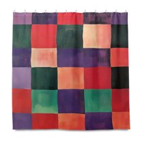 Yayeee Shower Curtain with Hooks 72"x72" Waterproof Fabric Bathroom Hanging Decor, Red and Purple Plaid Pattern
