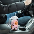 thumbnail image 4 of Yayeee 40oz Stainless Steel Tumbler with Straw and Handle Double-Wall Insulated Travel Water Bottle, Pink Halloween Ghosts, 4 of 8