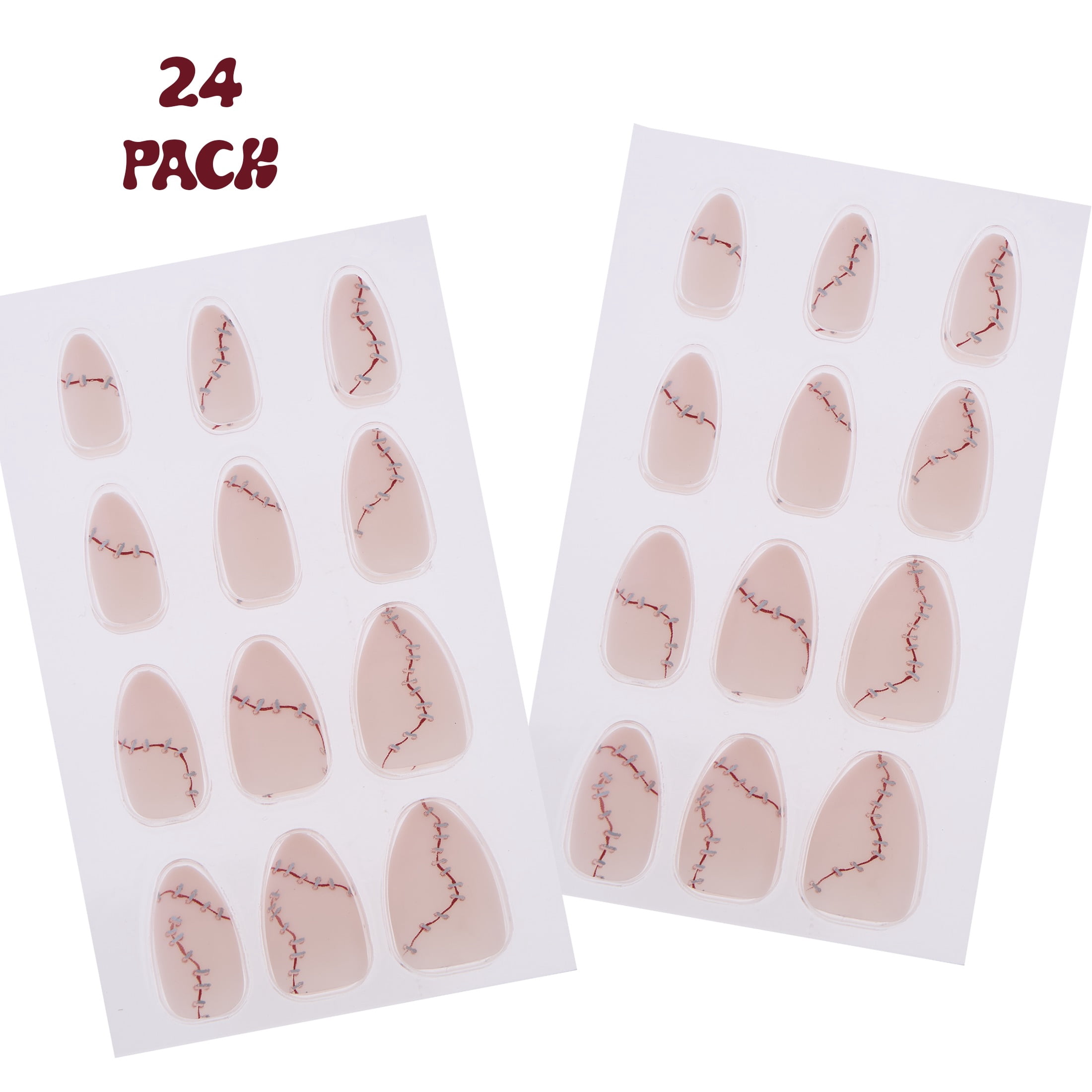 Expressions 24-Pack Self Adhesive Halloween Press-On Nails - Stitches