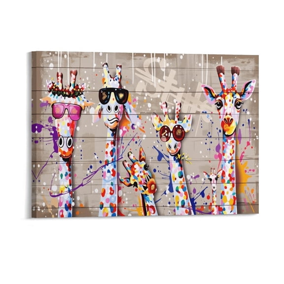 Potopok Ready To Hang Kids Room Wall Decor, Wood Framed Graffiti Wall Art With Frame, Canvas Painting Pictures,16x12