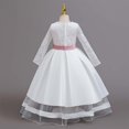 thumbnail image 7 of JAJAHO Flower Girl Dress Kids Girls Princess Birthday Dress Lace Long Sleeve Pleated Midi Party Wedding Formal Ball Gown 4-14Y, 7 of 7