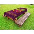 thumbnail image 1 of Mardi Gras Outdoor Tablecloth, Festival Mask Design on Purple Backdrop with Stars and Colorful Dots, Decorative Washable Fabric Picnic Tablecloth, 58 X 104 Inches, Purple Orange Green, by Ambesonne, 1 of 2