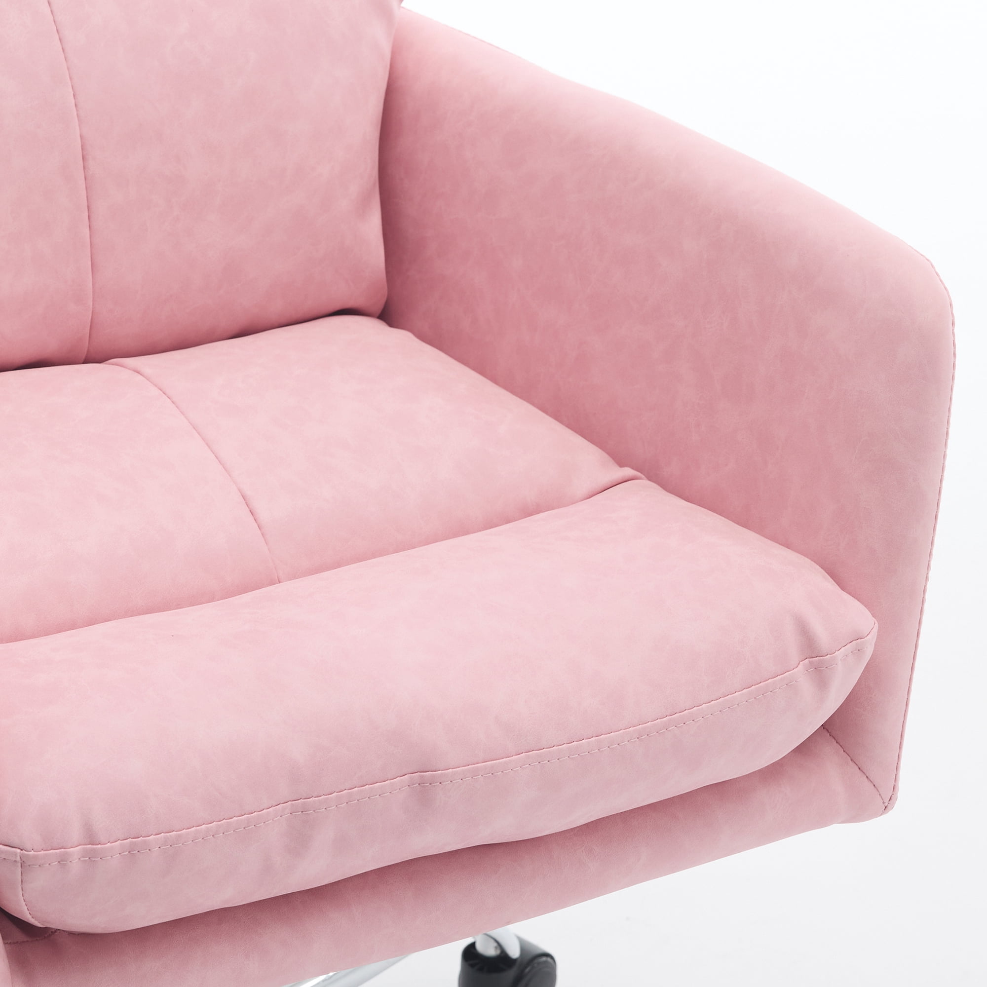 Ergonomic Executive Office Chair with High Back and Lumbar Support, Adjustable Height PU Leather Desk Chair, Swivel Rolling Computer Chair with Armrests for Home Office, Pink