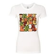 thumbnail image 2 of Wild Bobby In My Pumpkin Spice Era Groovy Letters Smiley Faces Thunderbolts Leaves Halloween Women Slim Fit Junior Tee, White, XX-Large, 2 of 6