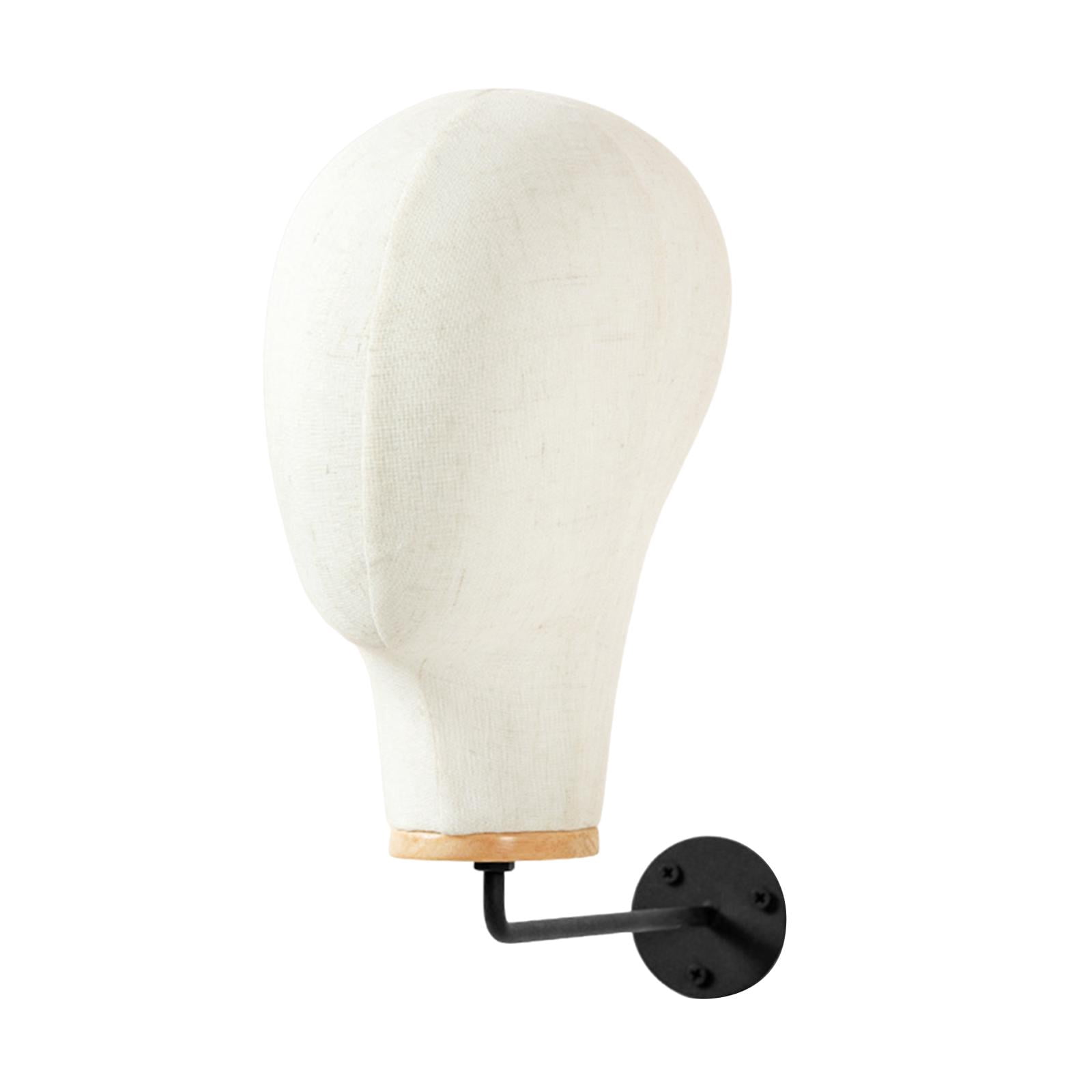 EHJRE Manikin Head Canvas Mannequin Wall Mounted Sturdy Hair Hats Hairpieces Multipurpose Hat Display Stand Beginner Home Salon 25cm Hook