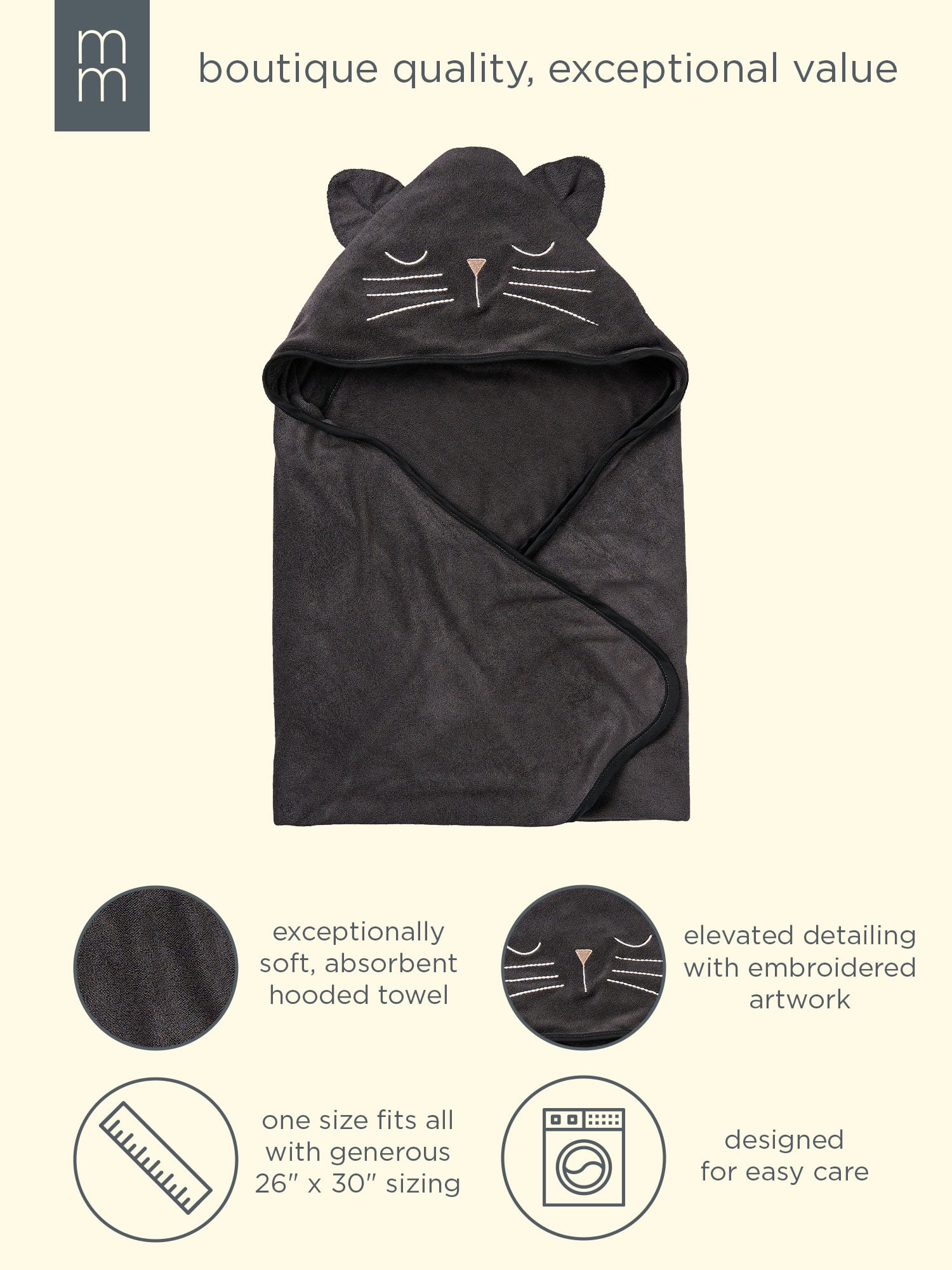Modern Moments by Gerber Baby Neutral Halloween Hooded Towel, Oatmilk Ghost