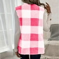 thumbnail image 6 of Fuzzy Fleece Plaid Jacket Vests for Women with Pockets Sleeveless Open Front Sweater Cardigan Lightweight Coat (2XL, Hot Pink), 6 of 7