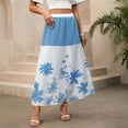 thumbnail image 2 of TaTaai Ladies High Waisted Colorblock A Line Midi Skirt Printed Floral Side Slit Flowy Casual Summer Maxi Skirt Elastic Gift, 2 of 9