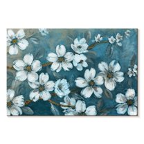 Elephant Stock Blossoms Of Evening Wall Art - Horizontal Canvas Wall Art - Living Room Wall Decor - Floral And Botanical Canvas - Blue And Gray Decor By Carol Robinson - 24" x 16"