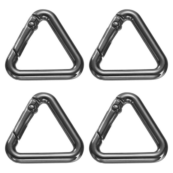 Uxcell 4 Pcs Triangle Spring Key Ring 1 Inch Metal Buckle Spring Snap Clip Trigger for Keychains Bags Purse Handbags Hanging Crafts DIY Accessories Decorations, Black