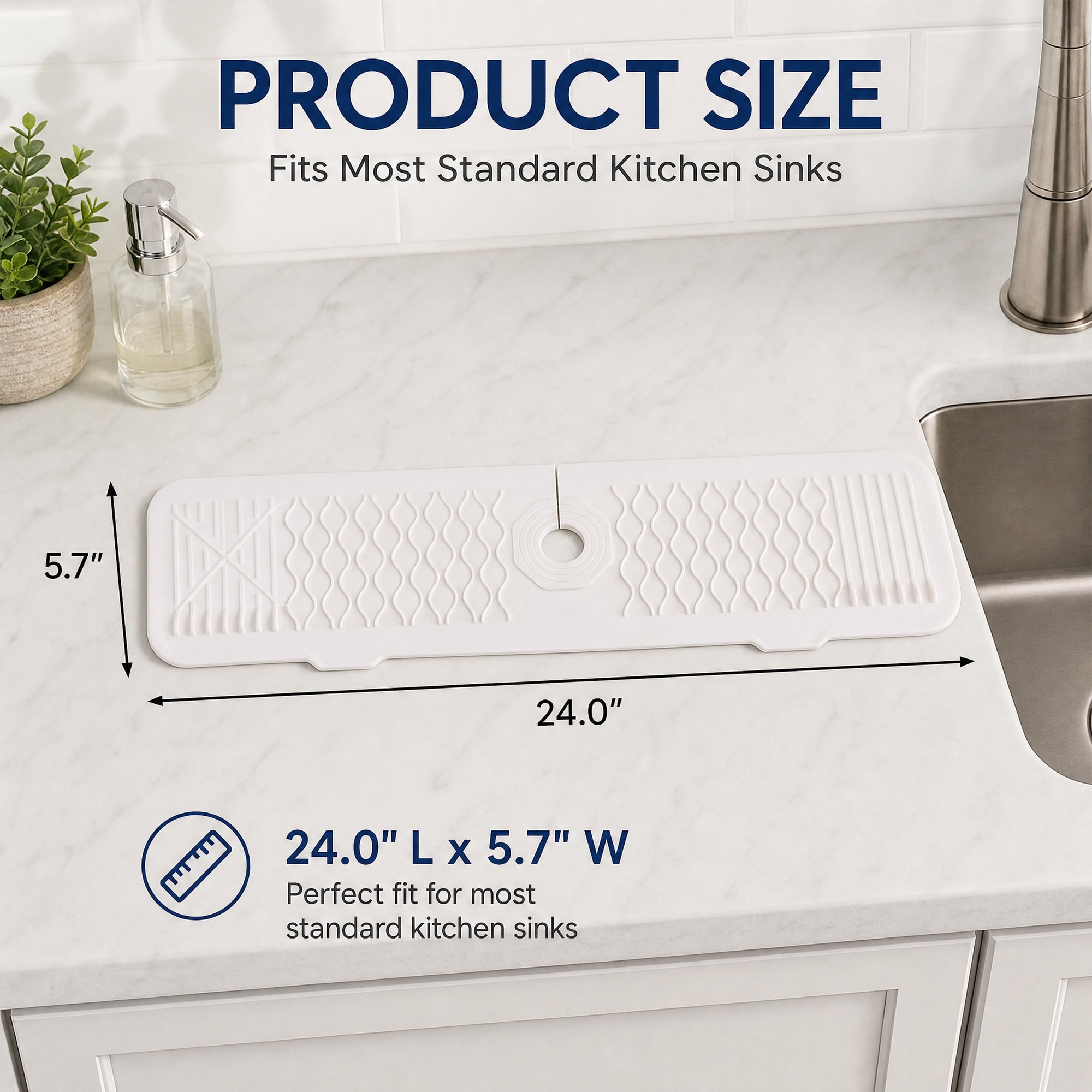 Unique Bargains Faucet Mat for Kitchen Sink Splash Guard Sink Area Mat Beige