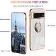 thumbnail image 5 of Compatible with Google Pixel 7 Pro Case Ring Holder Magnet Green, Google Pixel 7 Pro Phone Case Silicone Shockproof Plate Luxury Slim Cover (White), 5 of 14