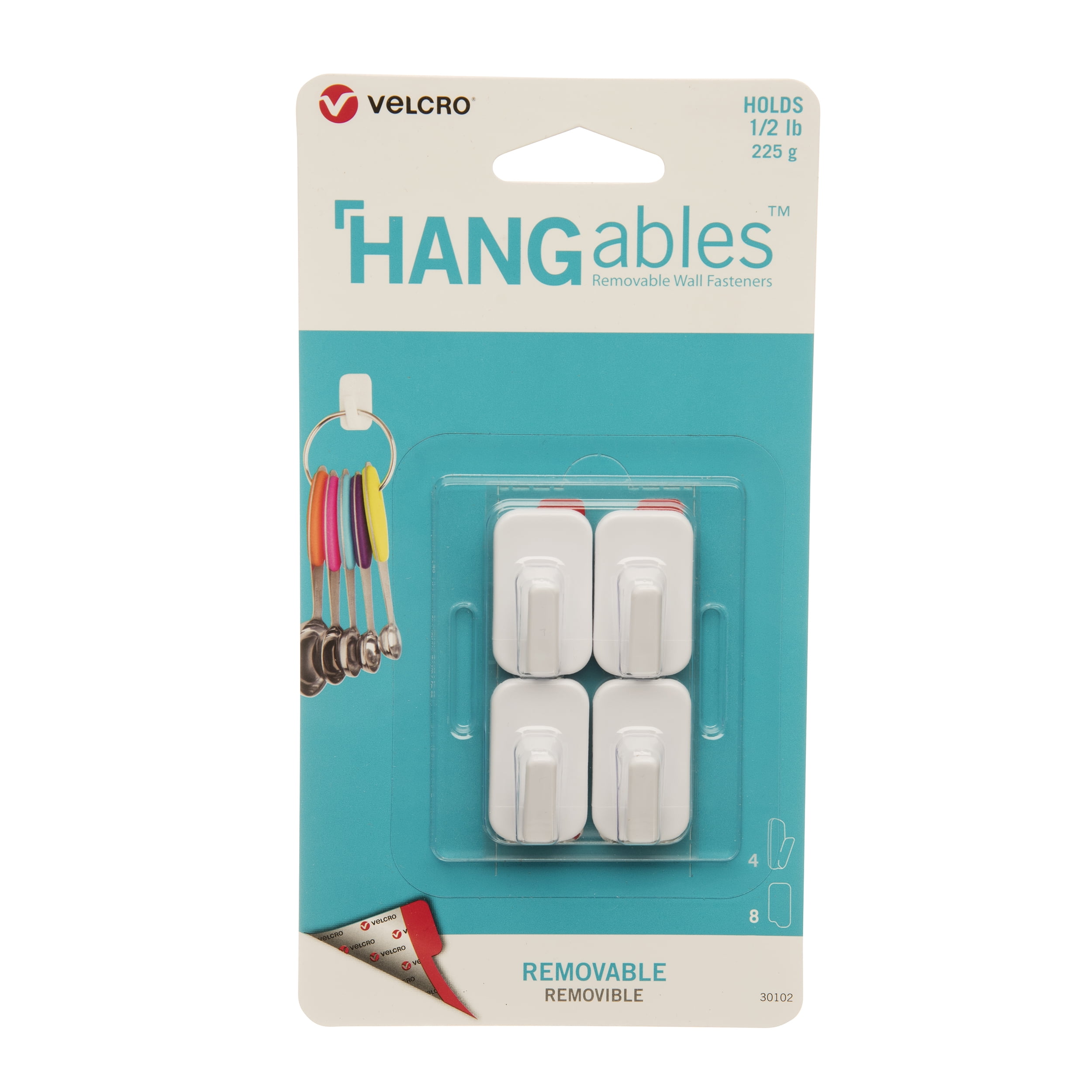 VELCRO Brand HANGables Permanent Adhesive Hooks Plastic Hanging Hook