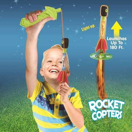 Learning To Fly Helicopter - Light up Slingshot Rocket Copter Flying Toy, Party Fun Helicopter Flying toy. Flies Up to 180 Ft.