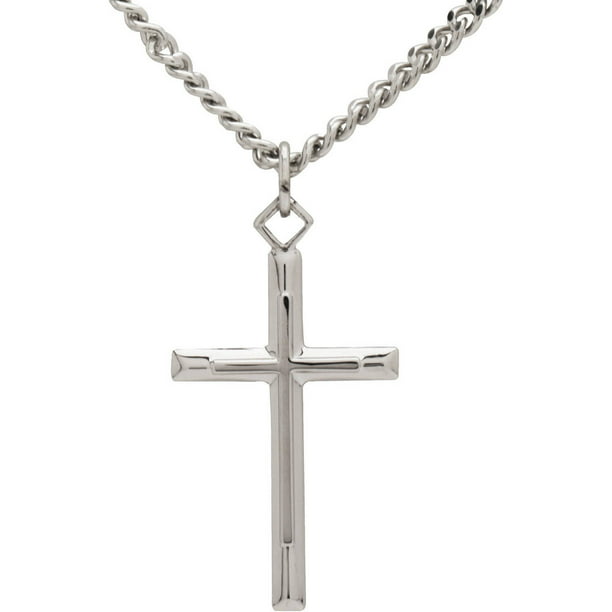 Brilliance Fine Jewelry Sterling Silver Cross on Stainless Steel 