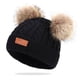 thumbnail image 1 of Gorro para niño pequeño, gorro de punto con pompón doble de invierno de color, 1 of 5