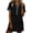 Black, variant on Womens Denim Trim Collar Dress Button Down Short Sleeve Tunic Mini Dress Solid Casual Dress