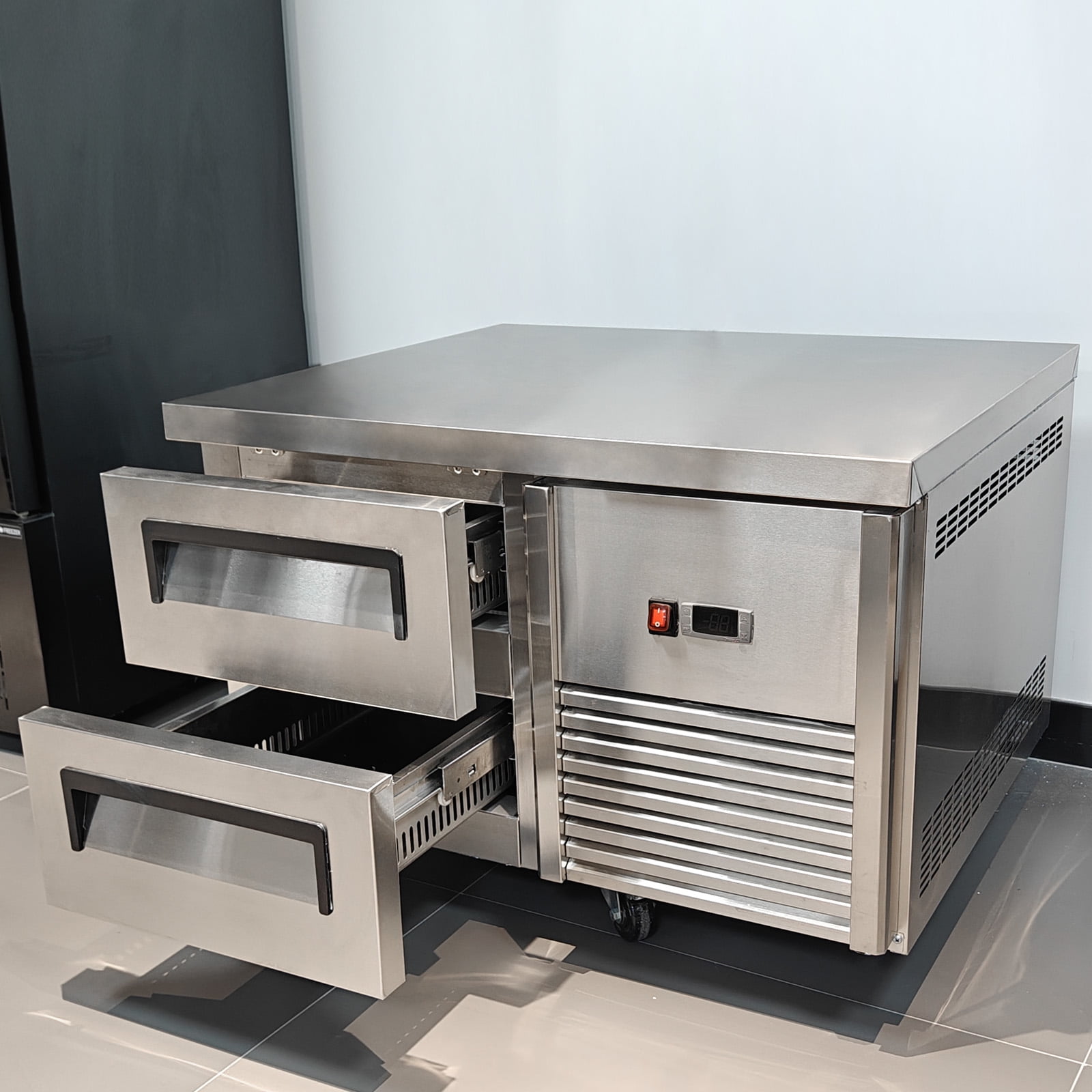 Kolice Commercial 2 Drawers Chef Base Refrigerator,Refrigerated Under Counter Storage Cabinet 33°F to 41°F, for Restaurants,Bars