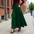 thumbnail image 2 of Arlun Women's Ankle Length High Waist A-Line Flowy Long Maxi Skirt with Pockets High Waisted Simple Solid Color Elegant Long Skirts Plus Size Outfit Dark Green XXXL, 2 of 5