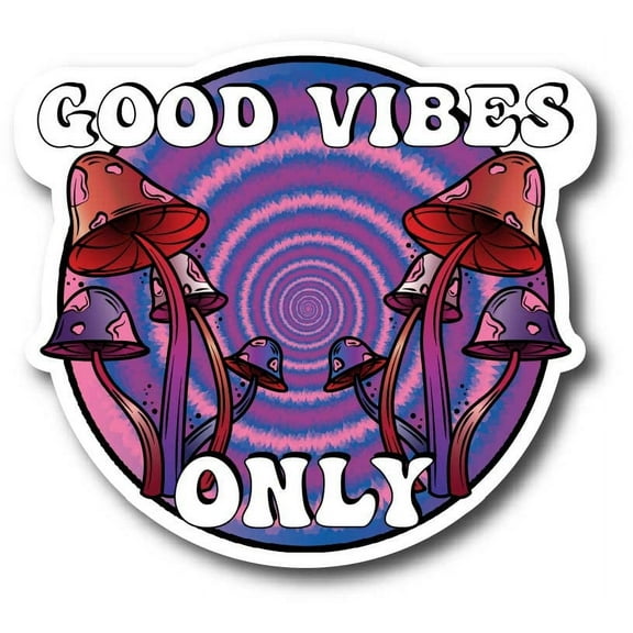 Magnet Me Up Good Vibes Only Psychedelic Mushroom Tie Dye Magnet Decal, 5 Inches, Heavy Duty Automotive Magnet For Car Truck SUV Or Any Other Magnetic Surface