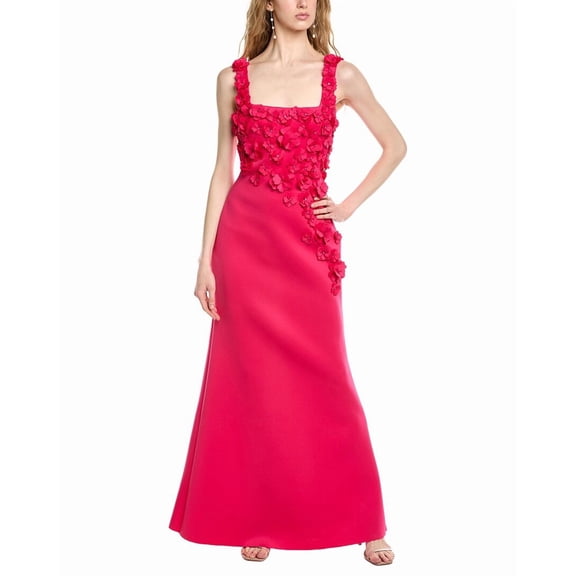 Badgley Mischka womens  Cutout Appliques Gown, 6, Pink