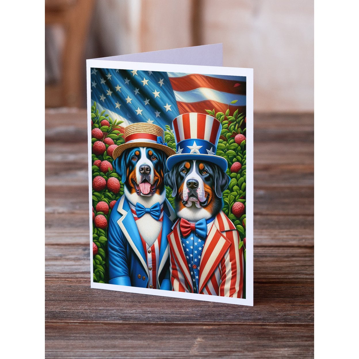 All American Greater Swiss Mountain Dog Greeting Cards Pack of 8 7 in x 5 in