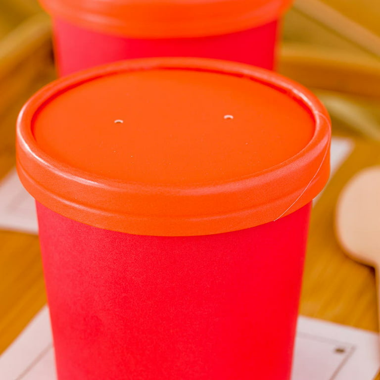 Bio Tek Round Red Paper Soup Container Lid - Fits 12 oz - 200 count box