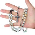thumbnail image 4 of Amazonite Stone Crystal Glass Beads Rosary Necklace Hematite Cross Pendant Necklace Women Men Catholic Meditation Mala Jewelry, 4 of 5