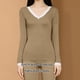 thumbnail image 5 of 1 conjunto de traje térmico con cuello en V, ropa de otoño sin costuras modal y pantalones para mujer, 5 of 5