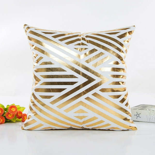 Hot6sl Liquidación de Ahorros de Verano Fundamentos de Almohada y Estampados de Láminas Doradas para Sofá, Funda de Cojín para La Cintura, Decoración Del Hogar