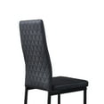 thumbnail image 2 of Dining Chair Set of 6, Modern Minimalist Dining Chair Fireproof Leather Sprayed Metal Pipe Diamond Grid Pattern Restaurant Home Conference Chairs, Black, 2 of 10
