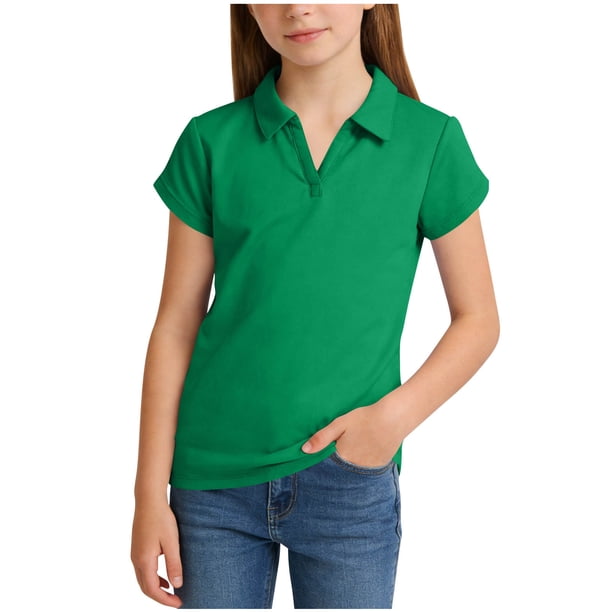 Top de Manga Corta para Niños Rayas Botón Arriba Camiseta Casual Suéter Algodón Mezcla Blusa Medio a Grande Verano