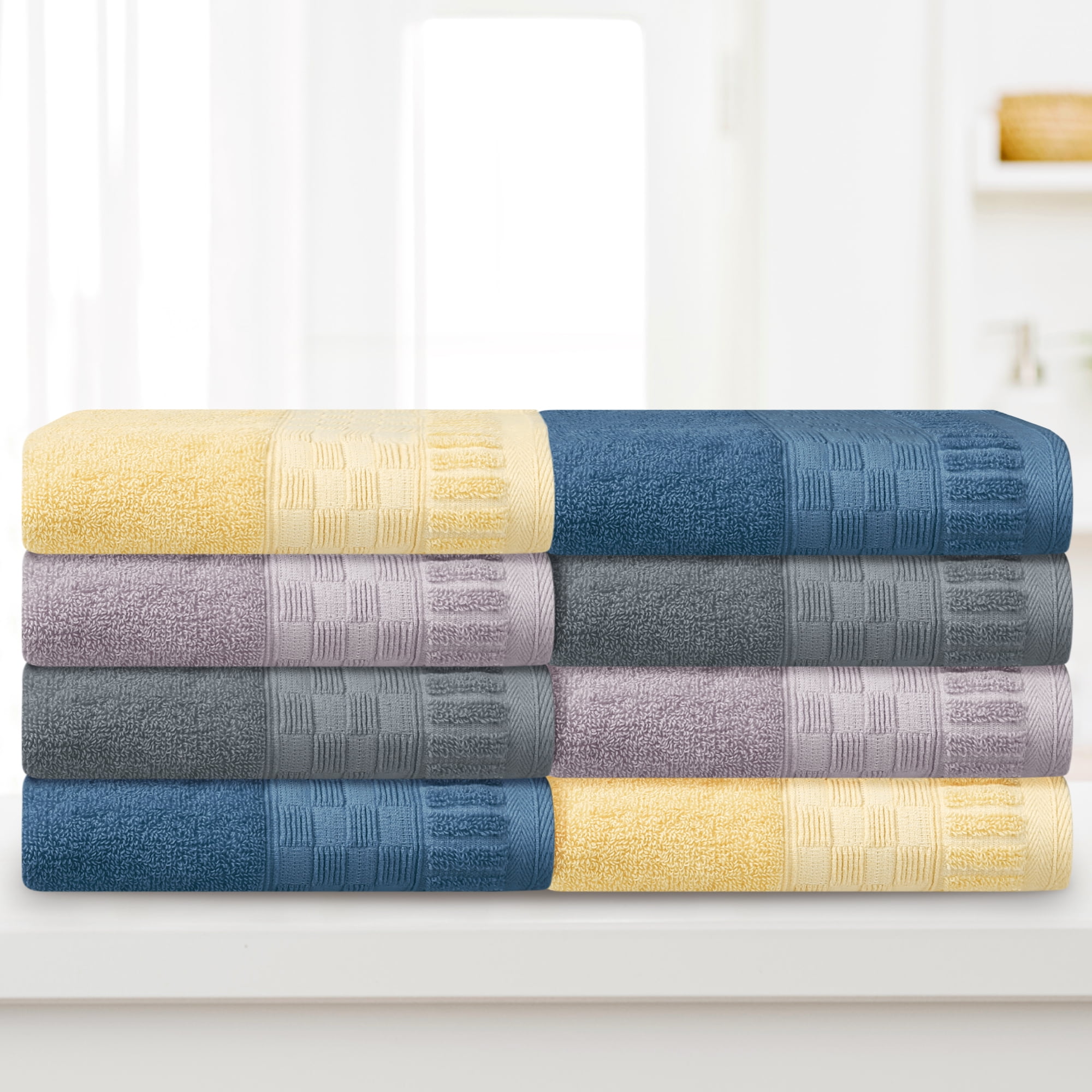 Unique Bargains 4 Pcs Solid Soft Hand Towel 14" x 30" Dark Grey/Beige
