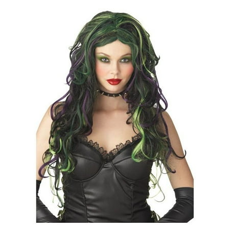 Black, Purple, and Green Witch Wig for Adults