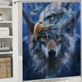 thumbnail image 6 of Orinice Bald Eagle Wolves Blue Background Bathroom Decor Set - Colorful Luxurious Graphic Print Polyester Fabric Fashion Bathroom Decor Sets with Hooks 100% Polyester Chic Modern, 6 of 7