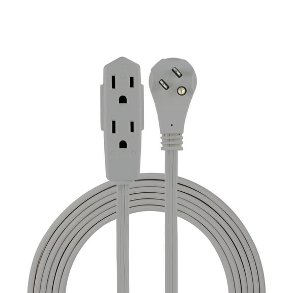 GE 3-Outlet Extension Cord, 15ft., Gray – 43026