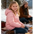 thumbnail image 5 of Aideaone Girls Puffer Jacket Packable Lightweight Down-Alternative Hooded Winter Coat Shiny Outerwear for Kids 4-12Years, 5 of 7
