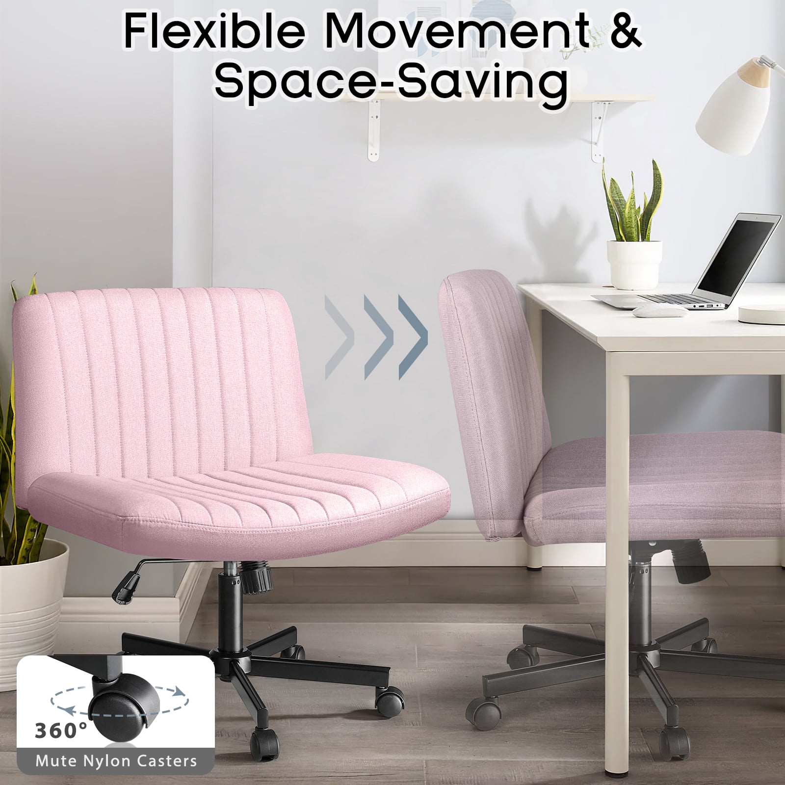 Waleaf 360 Degree Swivel and Height Adjustment Task Desk Chair, Pink