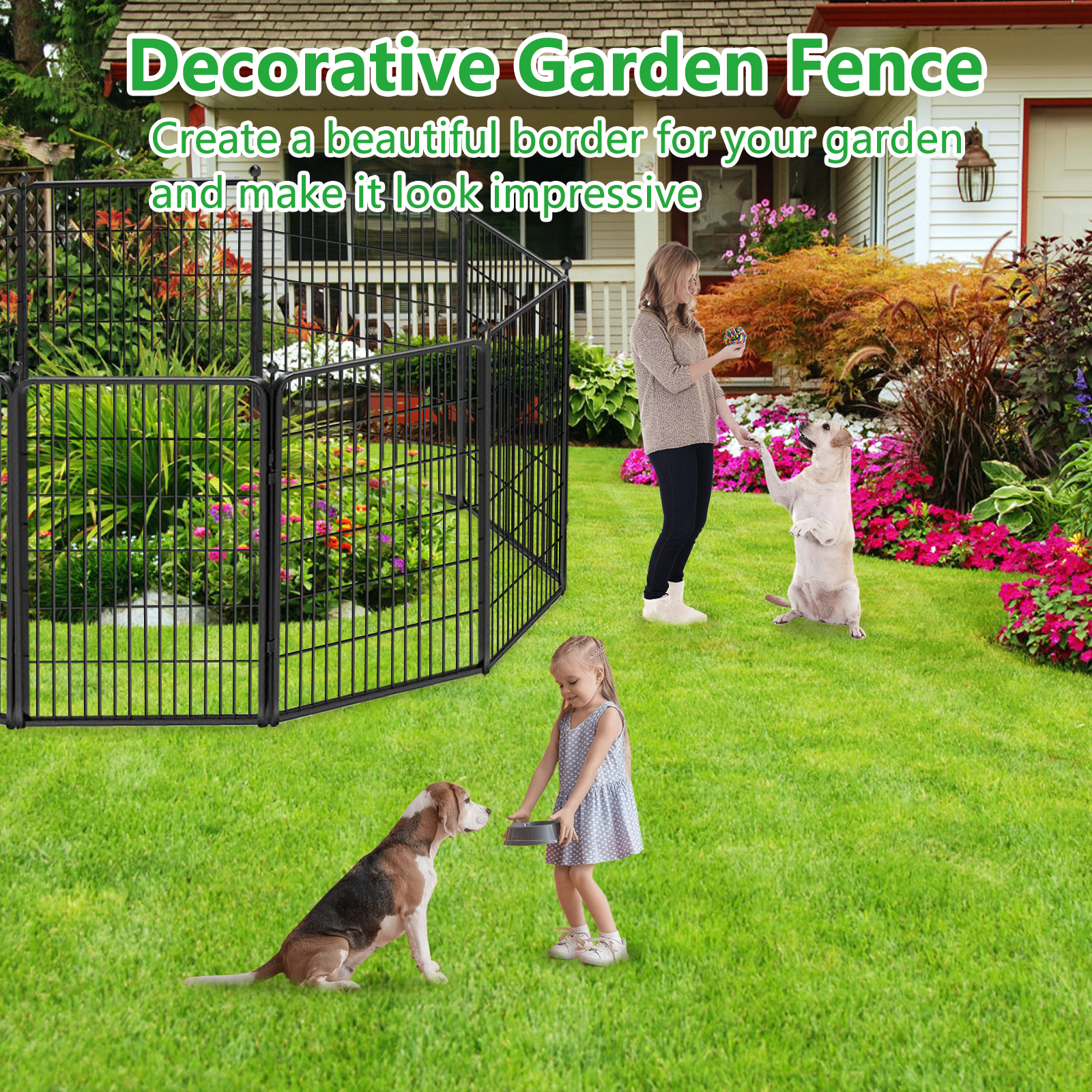 Txh001 Garden Fence 36 Panels 83ft(L)×40in(H) Animal Barrier Decorative Metal Wire Fence with Gate Flower Bed No Dig Fence Temporary Fencing for Backyard Patio