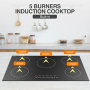 VBGK Induction Cooktop 5 Burner 36 inch Electric Stove 7400W Countertop Hot Plate for Cooking 240v,99 Minutes Timer & Auto Shutdown Induction Burner,Child Lock Induction Cooktop