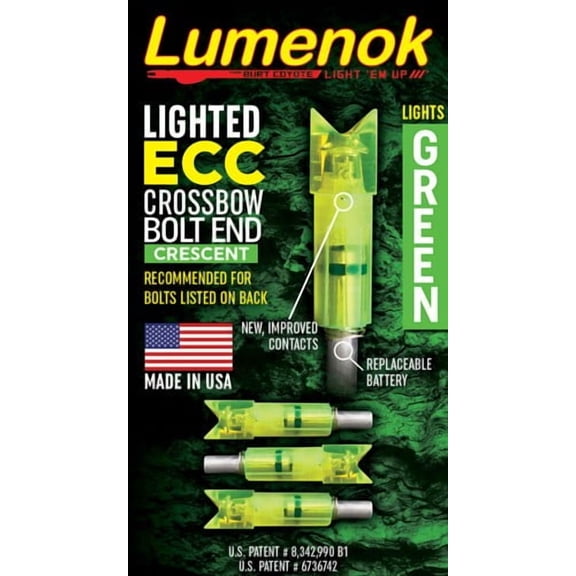 Lumenok Lighted Nock Xbow Grn - Crescent Easton Carbon 3pk