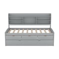 thumbnail image 5 of Twin Size Wooden Captain Bed with Built-in Bookshelves,Solid Wood Platform Bed Frame with Three Storage Drawers and Trundle,Light Grey, 5 of 9