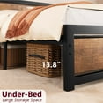 thumbnail image 4 of Jojoka King Size Bed Frame with Wooden Headboard and Footboard, Heavy Duty Metal Sturdy and Durable Platform, Extra Storage Space, Noise Free, No Box Spring Needed, Easy to Assemble, Rustic Brown, 4 of 9