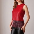 thumbnail image 5 of Laqbezok Women's Sequin Fringe Tank Top Sleeveless Round Neck Sparkly Shimmer Party Tassel Cropped Shiny Outfit, 5 of 10