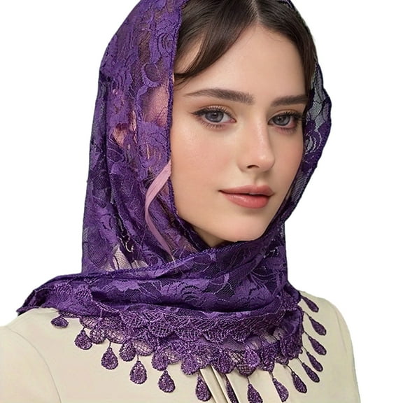 Misright Lace Veils Flower Head Covering Catholic Chapel Bridal Headwrap Wedding Props