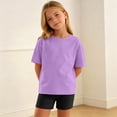 thumbnail image 6 of Cethrio Girls Outfit Sets Short Sleeve, Solid Color Summer 2 Piece T-shirts and Shorts Sets Purple Size 6, 6 of 8