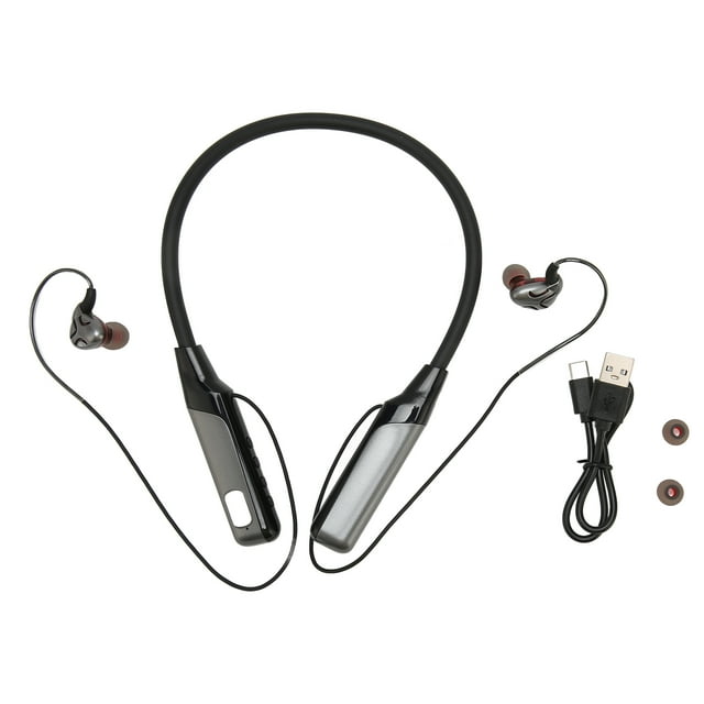 Auriculares Bluetooth con banda para el cuello soporte de reducción de ruido auriculares inalámbricos con banda para el cuello para deportes al aire libre negro